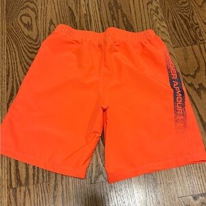 Under Armour Orange Athletic Shorts with Elastic Waistband